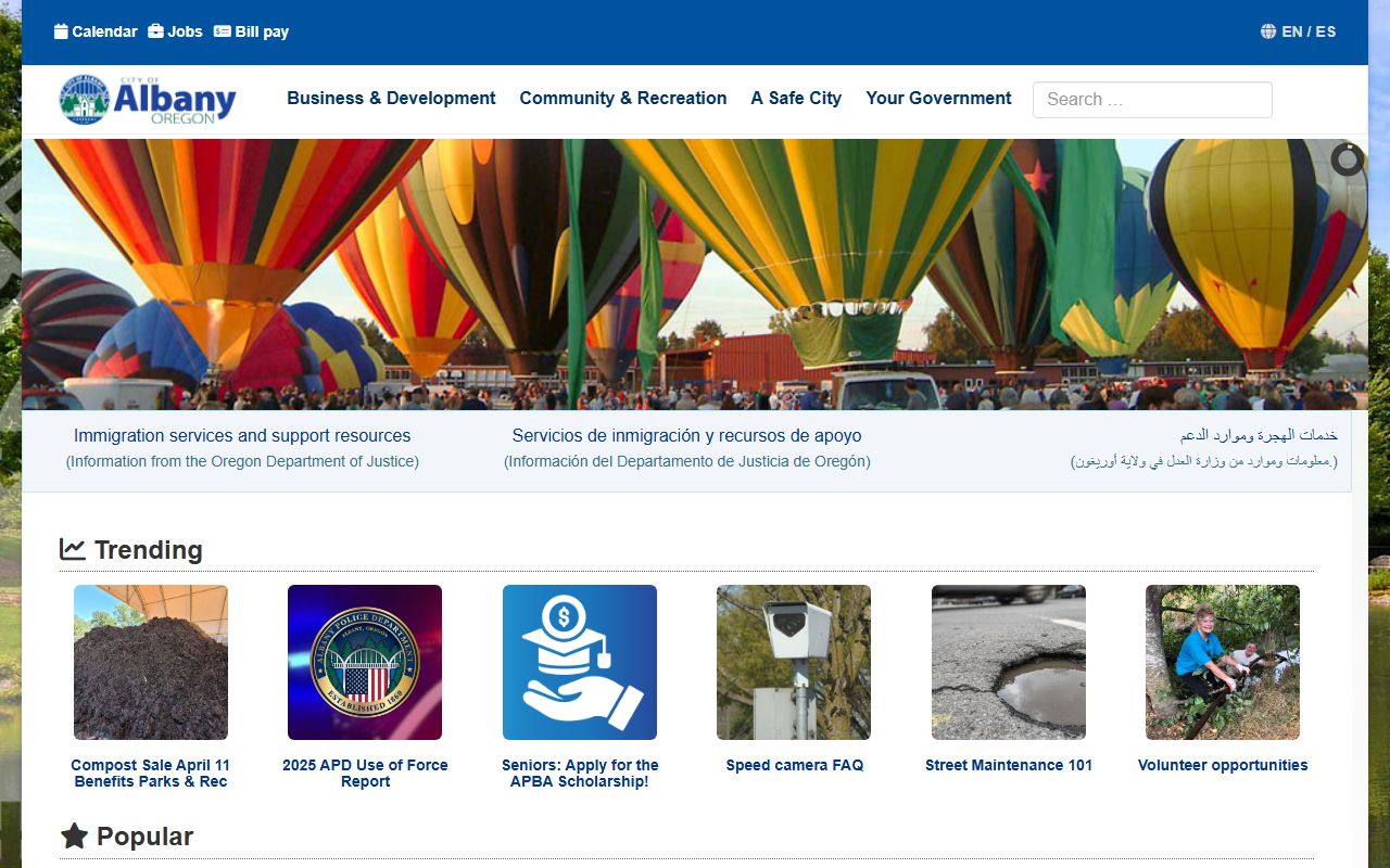 City of Albany official website for marriage license information