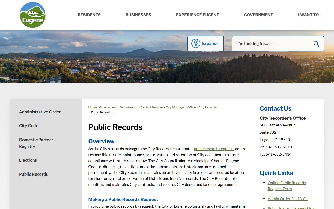 Eugene marriage license public records page