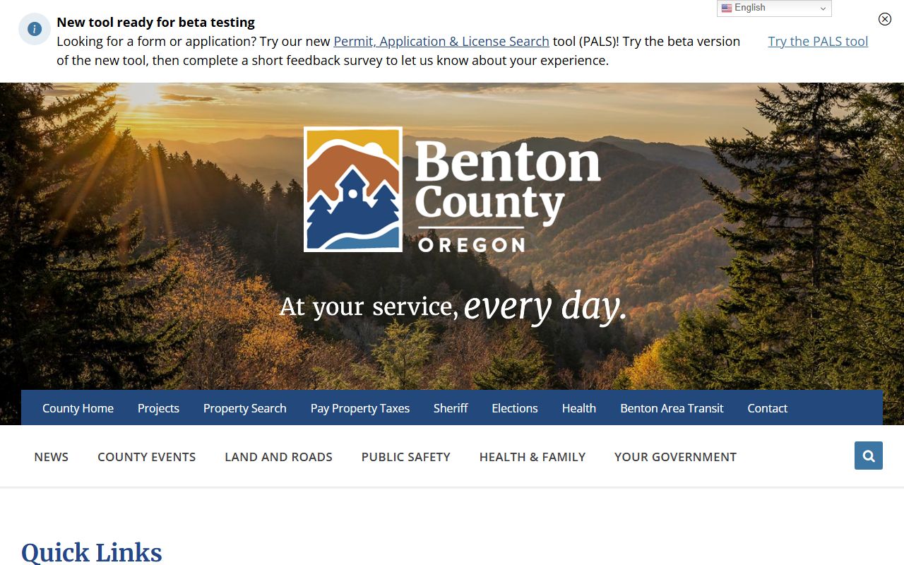 Benton County official website with marriage license links