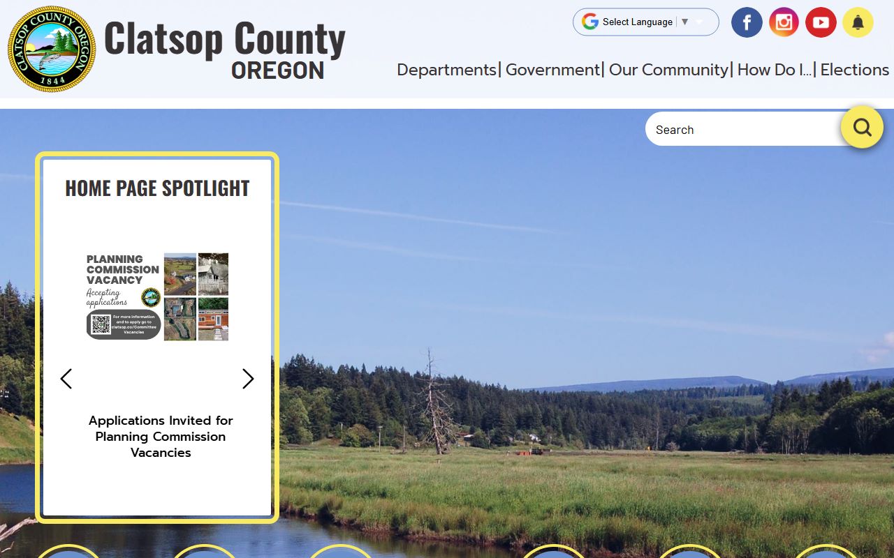 Clatsop County official website with marriage license resources
