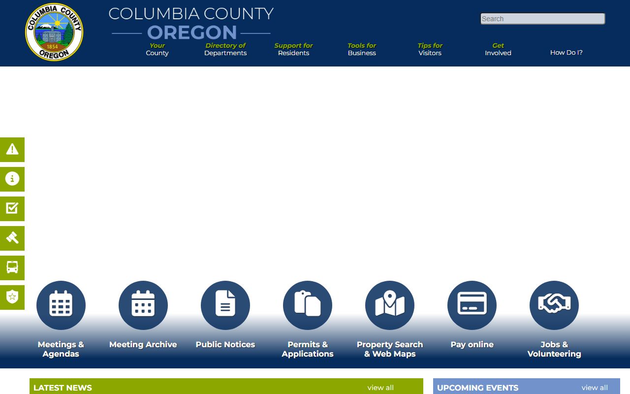 Columbia County Clerk page for marriage license services