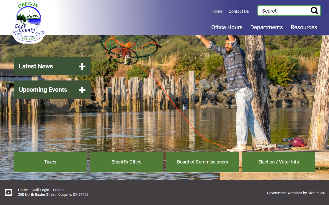 Coos County official website with marriage license resources