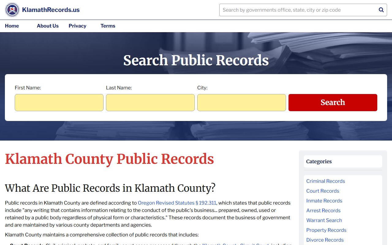 Klamath County Digital Research Room for marriage license records