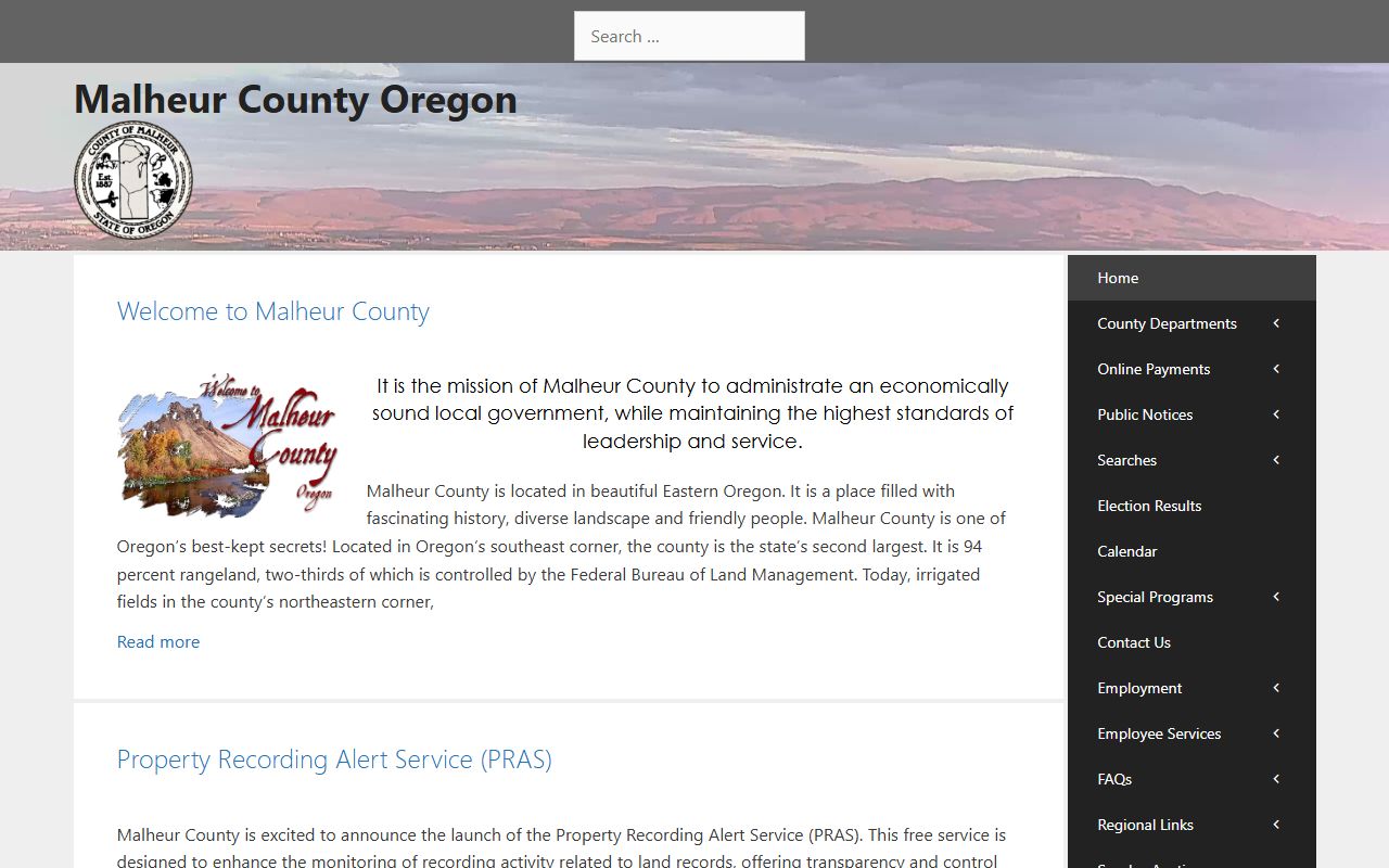 Malheur County official website for marriage license information