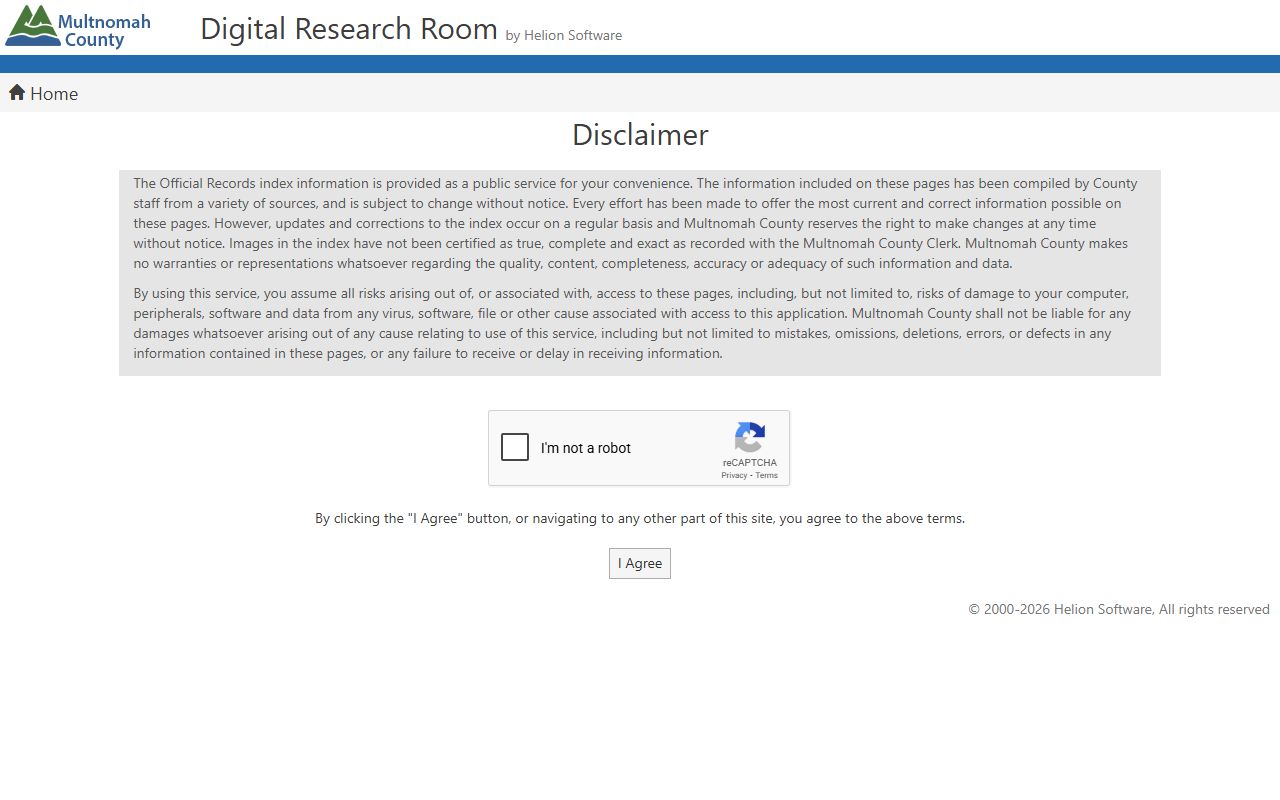 Multnomah County digital research room for marriage license searches