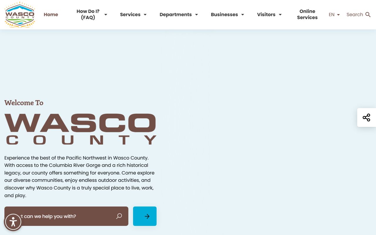 Wasco County official website for marriage license records